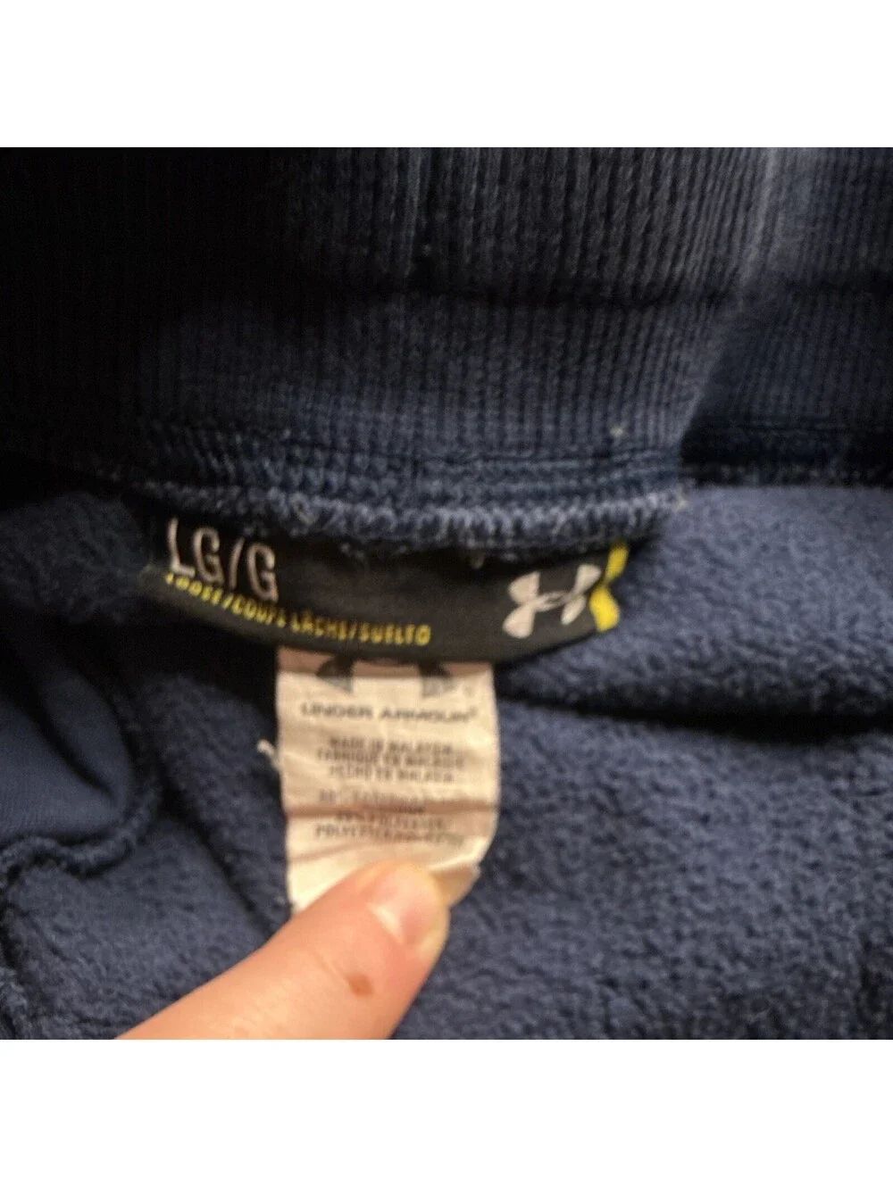 Under Armour Mens L Loose Blue Fleece Sweatpants Drawstring Elastic Waist